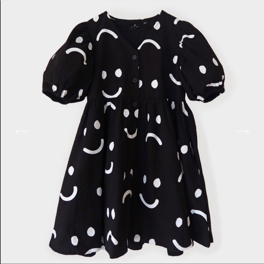 Lazy Oaf Happy Sad Puffy Sleeve Dress